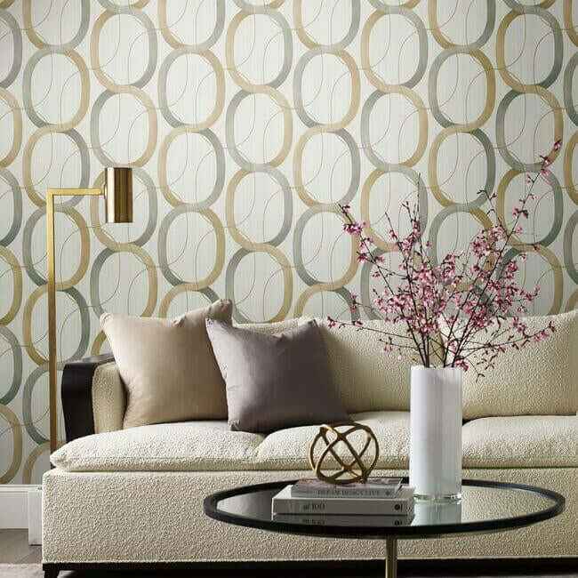 Interlock Dark Taupe Wallpaper - York Wallcoverings - OS4212 - York Wallcoverings Wallpaper