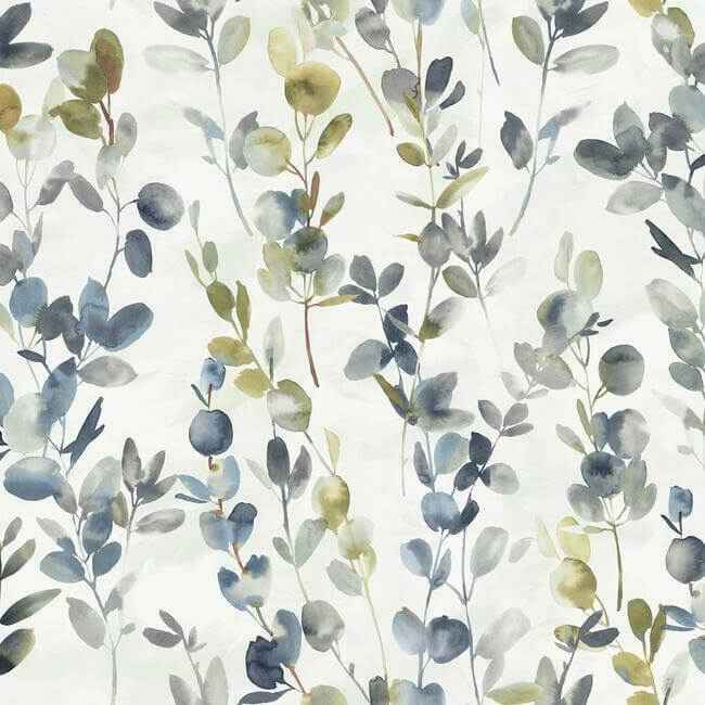 Joyful Eucalyptus Navy Wallpaper - York Wallcoverings - OS4314 - York Wallcoverings Wallpaper