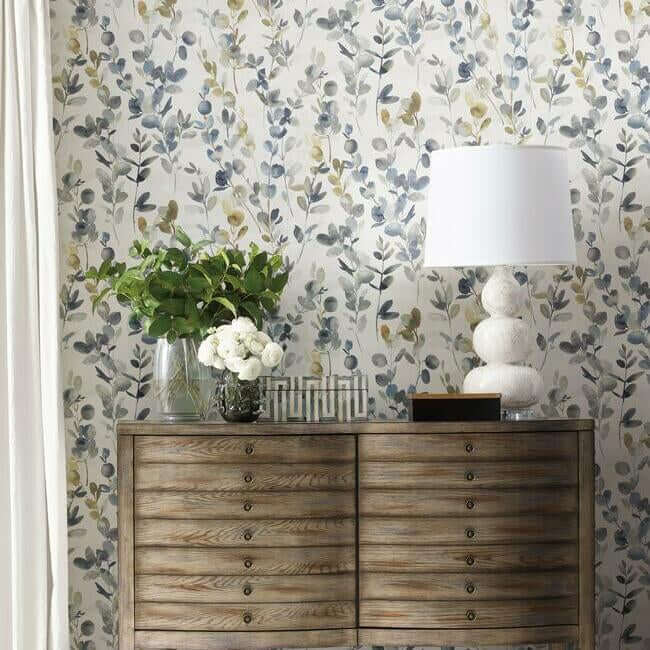 joyful-eucalyptus-navy-wallpaper-york-wallcoverings-os4314 - York Wallpaper Wallpaper