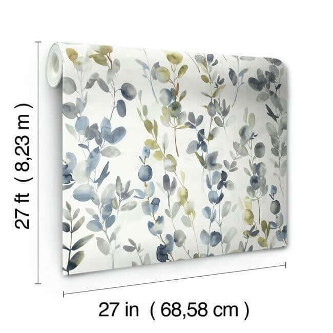 joyful-eucalyptus-navy-wallpaper-york-wallcoverings-os4314 - York Wallpaper Wallpaper