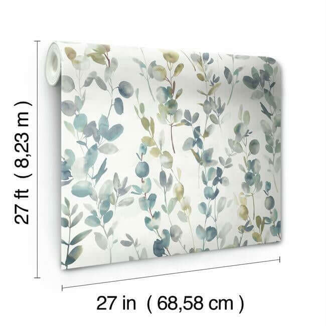 joyful-eucalyptus-turquoise-wallpaper-york-wallcoverings-os4313 - York Wallpaper Wallpaper