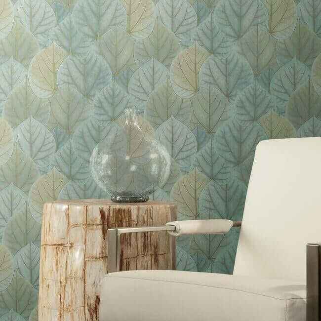 Leaf Concerto Turquoise Wallpaper - York Wallcoverings - OS4241 - York Wallcoverings Wallpaper