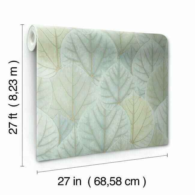 Leaf Concerto Turquoise Wallpaper - York Wallcoverings - OS4241 - York Wallcoverings Wallpaper
