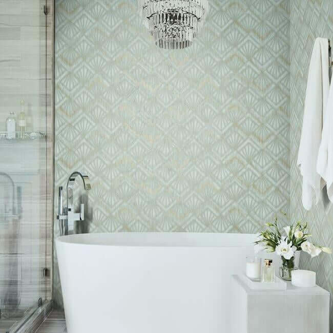 modern-shell-light-blue-wallpaper-york-wallcoverings-os4273 - York Wallpaper Wallpaper