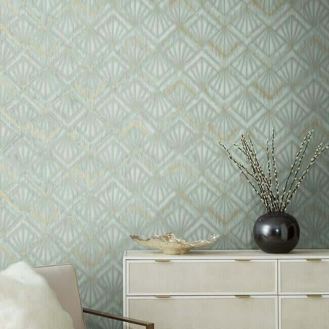 modern-shell-light-blue-wallpaper-york-wallcoverings-os4273 - York Wallpaper Wallpaper