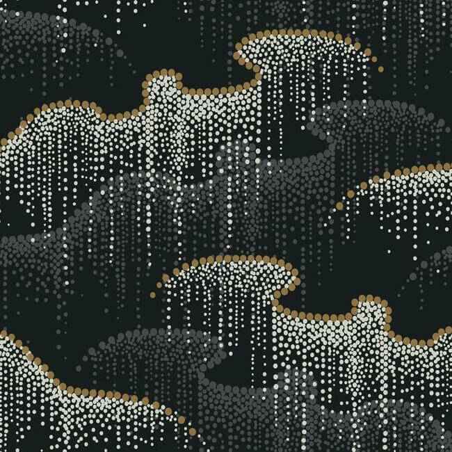 Moonlight Pearls Black Wallpaper - York Wallcoverings - OS4261