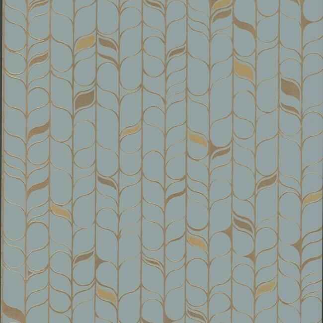 Perfect Petals Blue & Gold Wallpaper - York Wallcoverings - OS4202 - York Wallcoverings Wallpaper