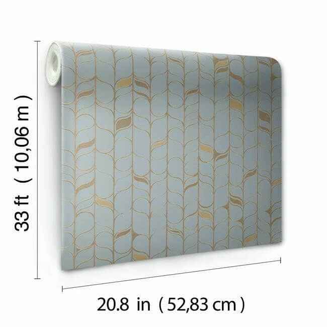 Perfect Petals Blue & Gold Wallpaper - York Wallcoverings - OS4202 - York Wallcoverings Wallpaper