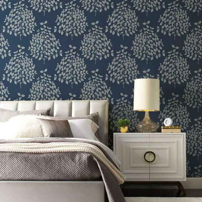 Tender Navy & Silver Wallpaper - York Wallcoverings - OS4257 - York Wallcoverings Wallpaper