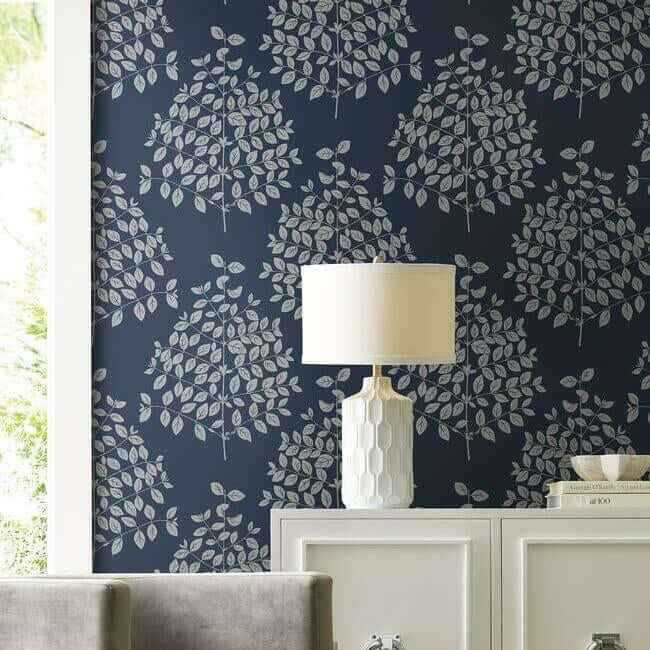 Tender Navy & Silver Wallpaper - York Wallcoverings - OS4257 - York Wallcoverings Wallpaper