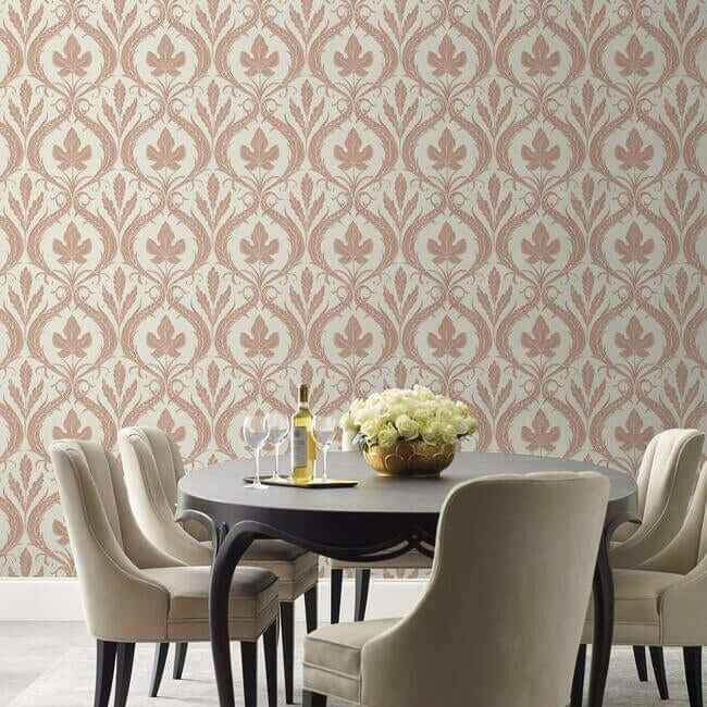 Adirondack Damask Brown & Beige Wallpaper - York Wallcoverings - DM4923 - York Wallcoverings Wallpaper