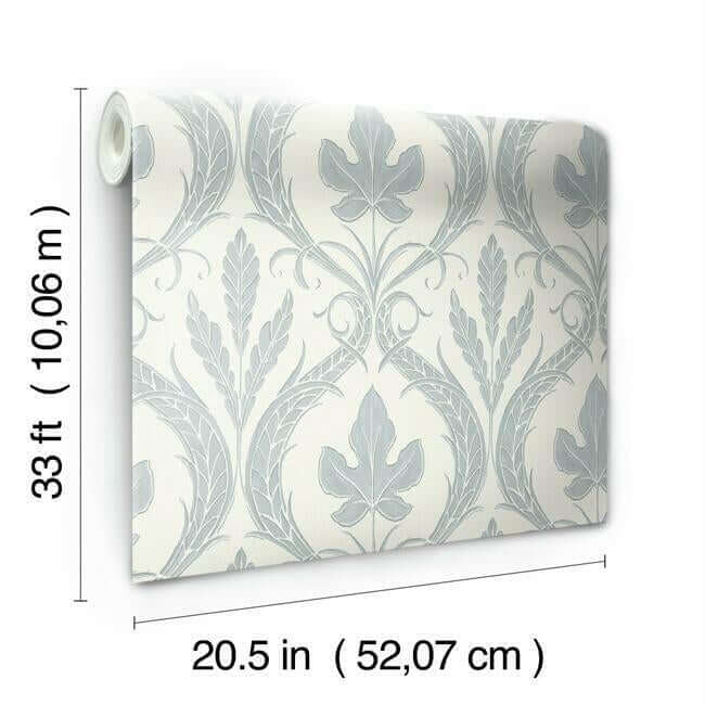 adirondack-damask-wallpaper-smokey-bluebeige-york-wallcoverings-dm4922 - York Wallcoverings Wallpaper