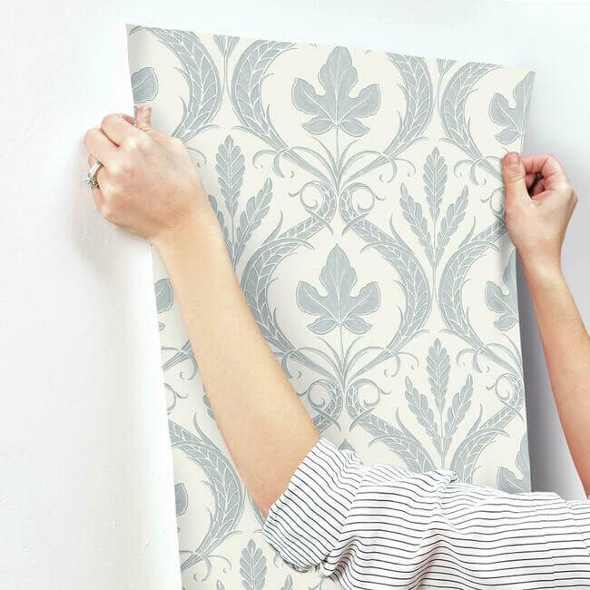 adirondack-damask-wallpaper-smokey-bluebeige-york-wallcoverings-dm4922 - York Wallcoverings Wallpaper