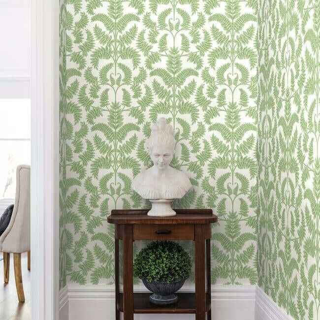 Royal Fern Damask Green Wallpaper - York Wallcoverings - DM4961