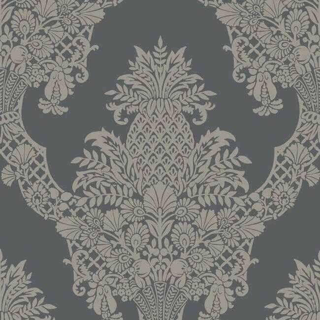 Pineapple Plantation Grey Wallpaper - York Wallcoverings - DM4975