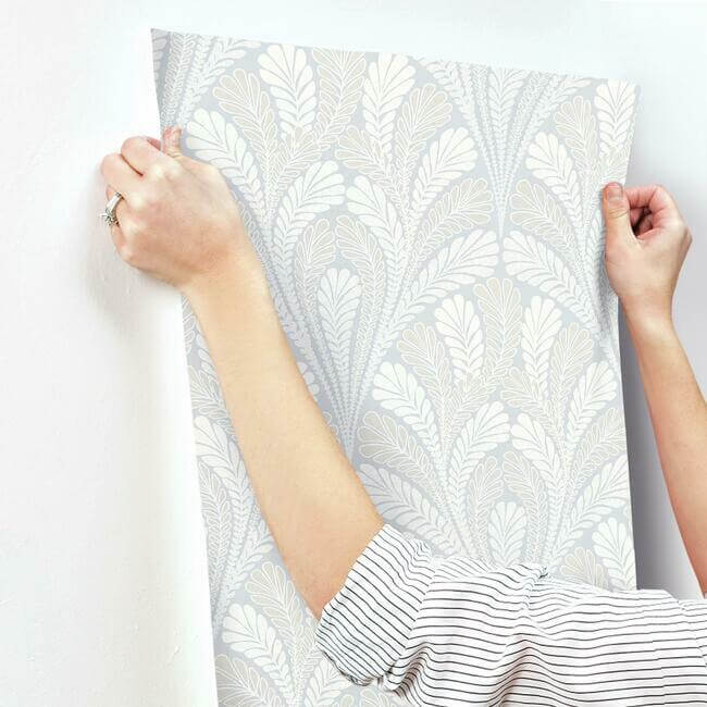 shell-damask-blue-wallpaper-york-wallcoverings-dm5021 - York Wallpaper Wallpaper