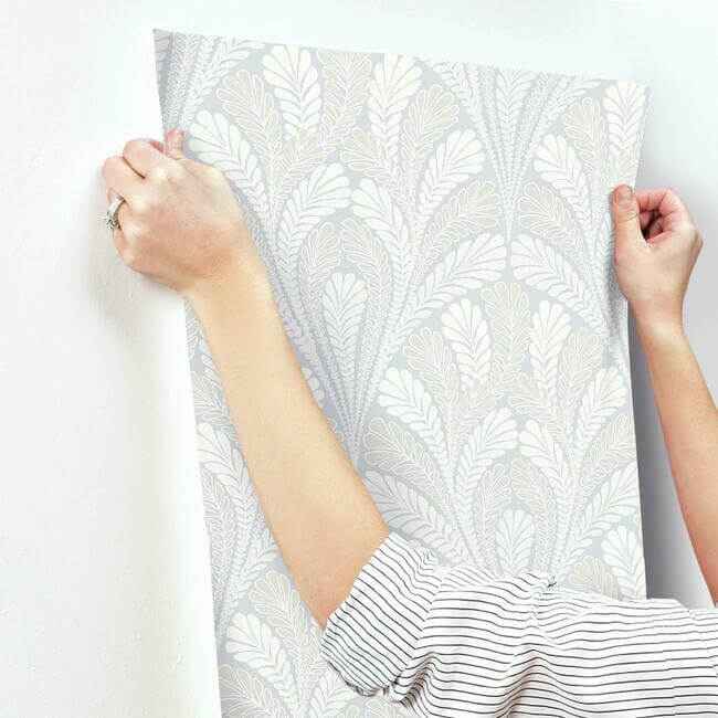 Shell Damask Blue Wallpaper - York Wallcoverings - DM5021 - York Wallcoverings Wallpaper