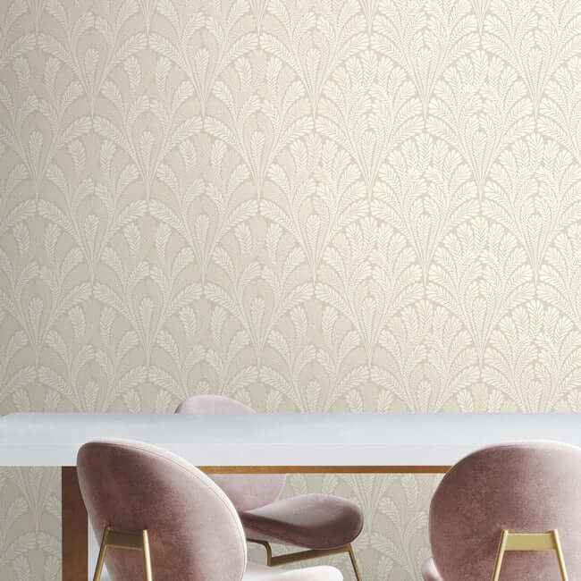 Shell Damask Neutral & Pearl Wallpaper - York Wallcoverings - BW3952 - York Wallcoverings Wallpaper