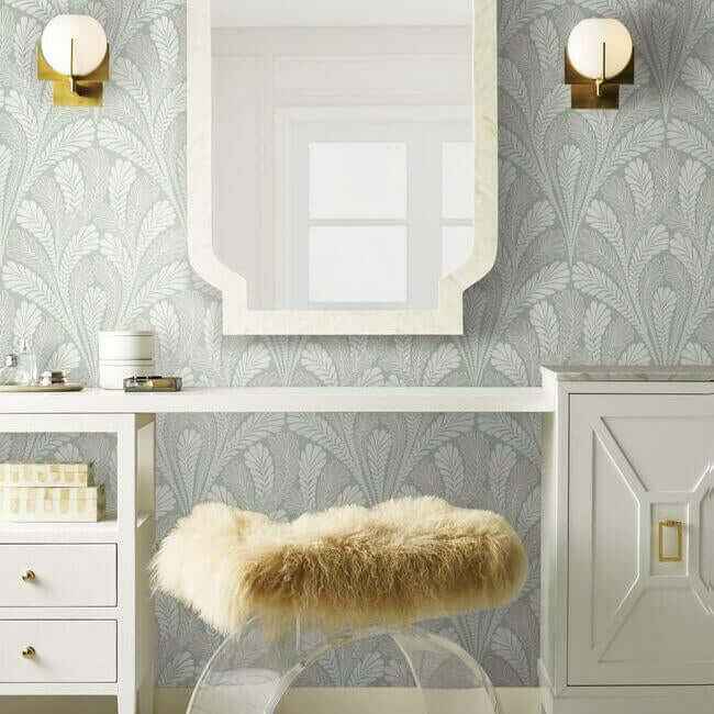 Shell Damask Green Wallpaper - York Wallcoverings - DM5023