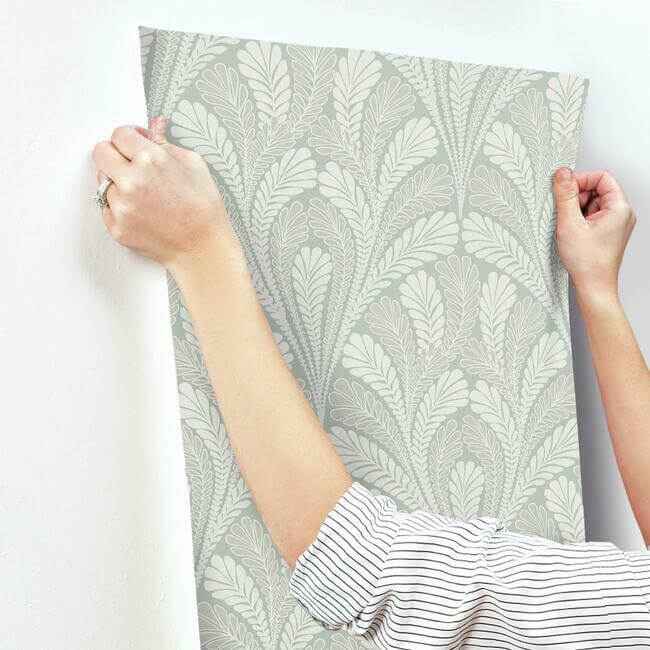 Shell Damask Green Wallpaper - York Wallcoverings - DM5023 - York Wallcoverings Wallpaper
