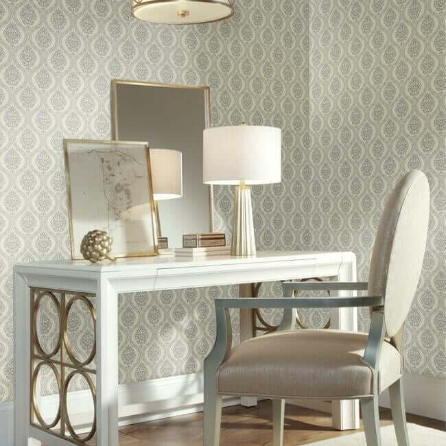 petite-ogee-taupe-wallpaper-york-wallcoverings-dm5027 - York Wallpaper Wallpaper