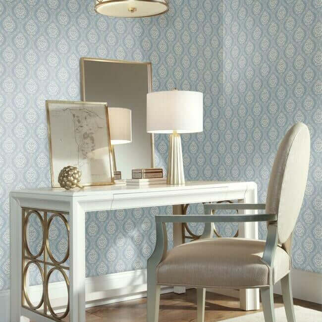 petite-ogee-blue-wallpaper-york-wallcoverings-dm5026 - York Wallpaper Wallpaper