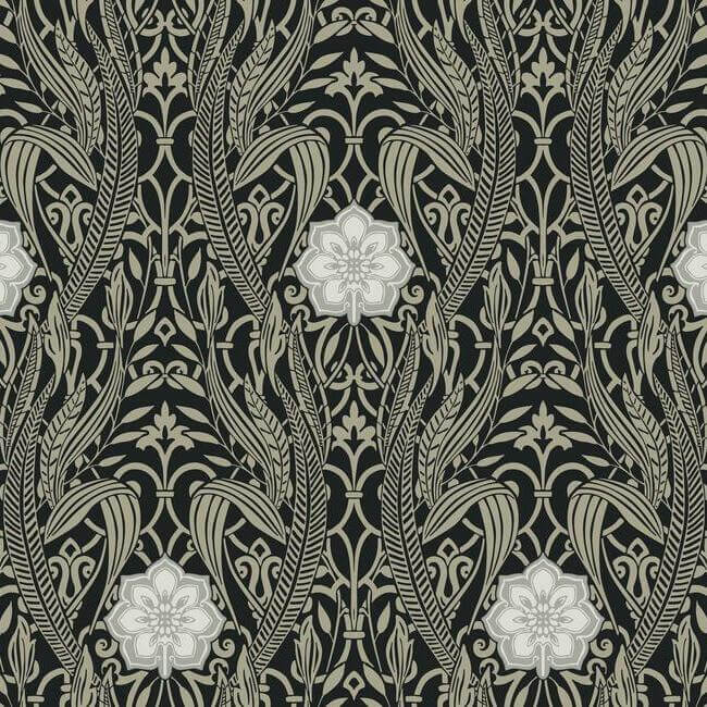 gatsby-damask-wallpaper-black-york-wallcoverings-dm4995 - York Wallcoverings Wallpaper