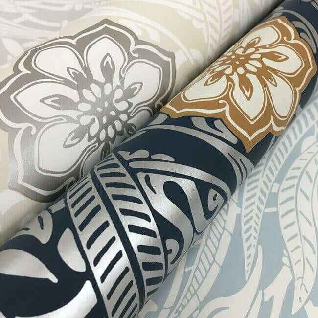 Gatsby Damask Blue Wallpaper - York Wallcoverings - DM4991 - York Wallcoverings Wallpaper