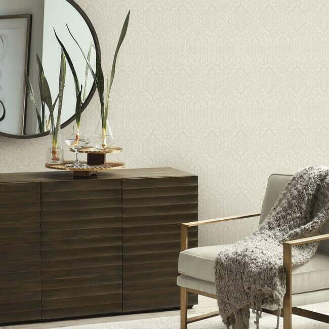 cathedral-damask-wallpaper-light-taupe-york-wallcoverings-dm5034 - York Wallcoverings Wallpaper
