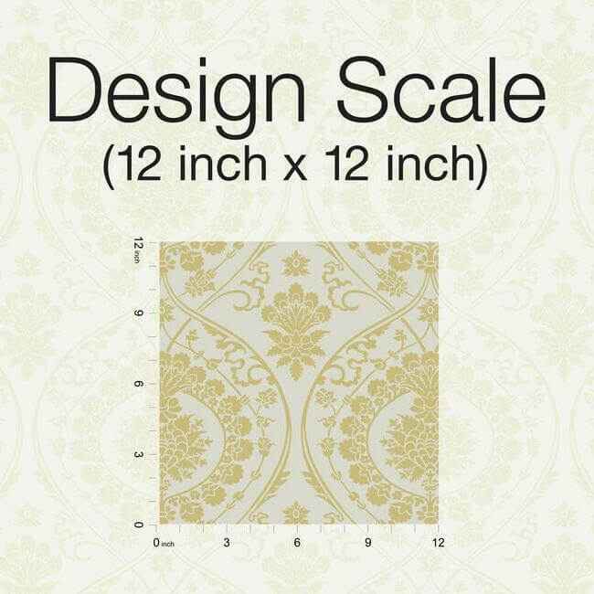 Imperial Damask Off White & Gold Wallpaper - York Wallcoverings - DM4903 - York Wallcoverings Wallpaper