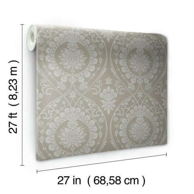 imperial-damask-beige-silver-wallpaper-york-wallcoverings-dm4902 - York Wallpaper Wallpaper