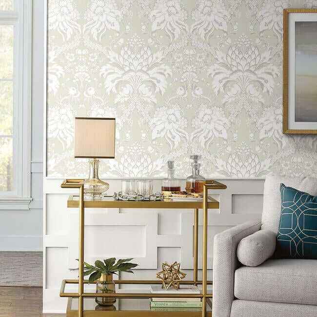 Artichoke Dam Beige & Gold Wallpaper - York Wallcoverings - DM4956 - York Wallcoverings Wallpaper