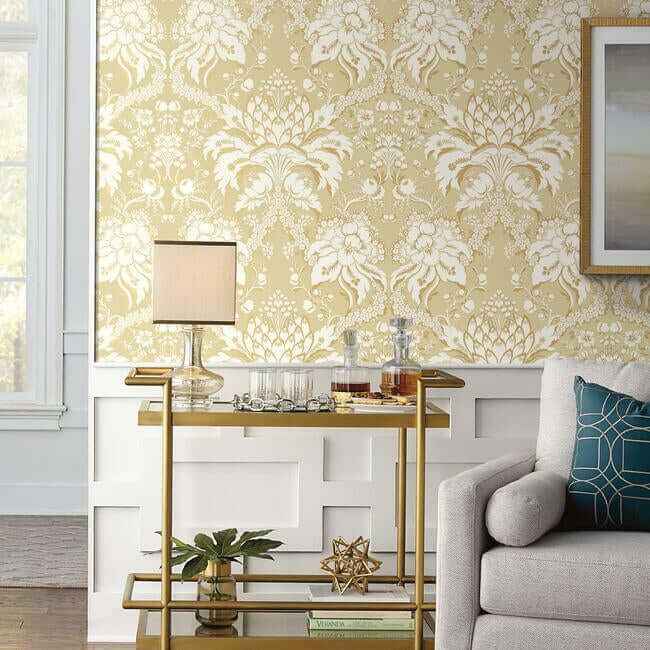 French Artichoke Dam Yellow Wallpaper - York Wallcoverings - DM4953