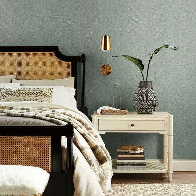 Chevron Blue Metallic Wallpaper - York Wallcoverings - BO6605 - York Wallcoverings Wallpaper