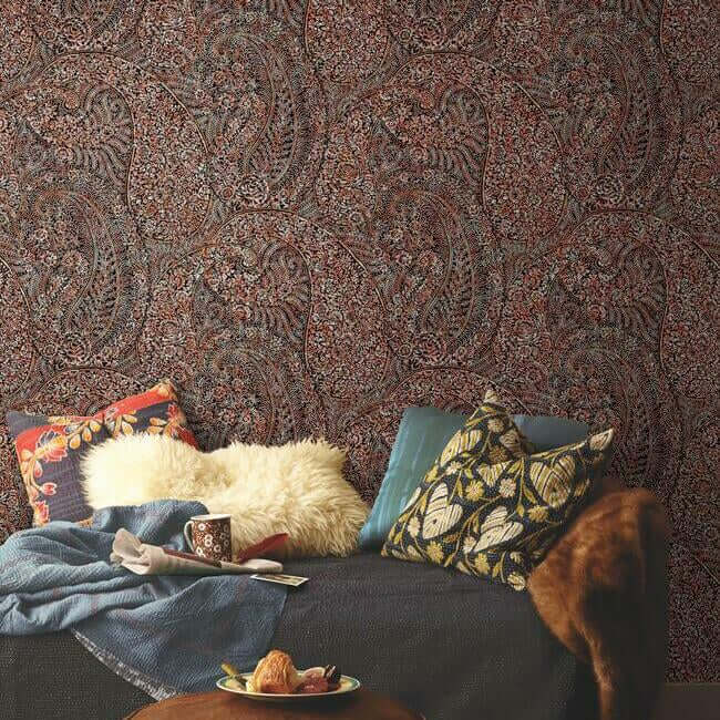 kashmir-dreams-paisley-red-wallpaper-york-wallcoverings-bo6651 - York Wallpaper Wallpaper