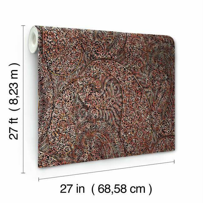 kashmir-dreams-paisley-red-wallpaper-york-wallcoverings-bo6651 - York Wallpaper Wallpaper