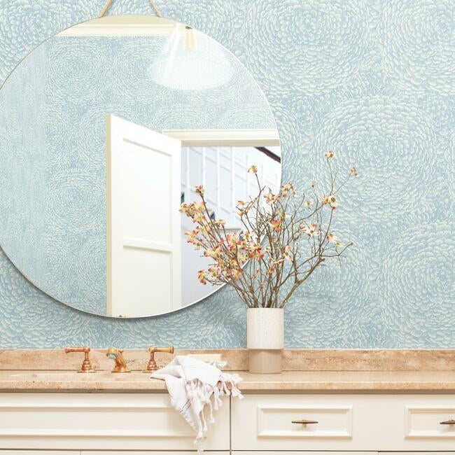 floret-wallpaper-blue-york-wallcoverings-bo6754 - York Wallcoverings Wallpaper
