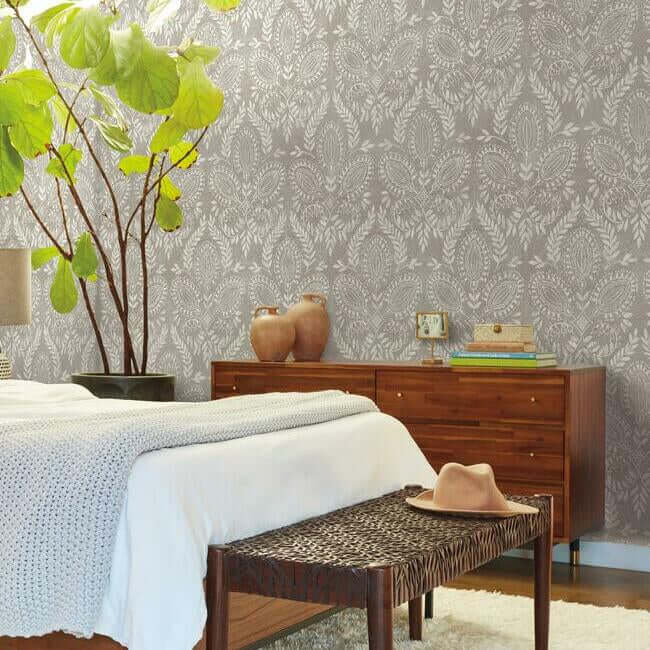 laurel-damask-brown-wallpaper-york-wallcoverings-bo6732 - York Wallpaper Wallpaper