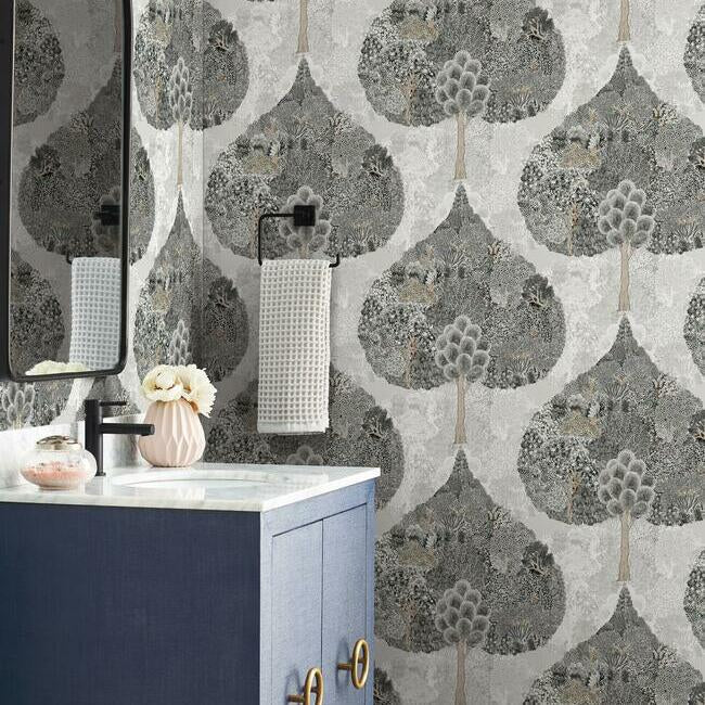 mystic-forest-wallpaper-black-york-wallcoverings-bo6703 - York Wallcoverings Wallpaper