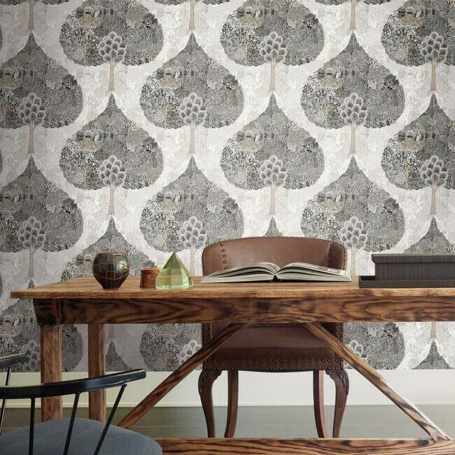 mystic-forest-wallpaper-black-york-wallcoverings-bo6703 - York Wallcoverings Wallpaper