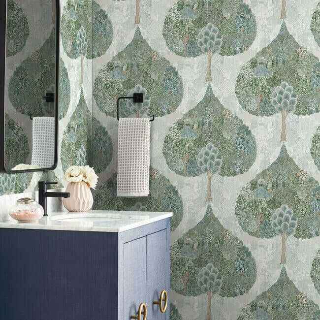Mystic Forest Wallpaper Greenteal - York Wallcoverings - BO6701 - York Wallcoverings Wallpaper