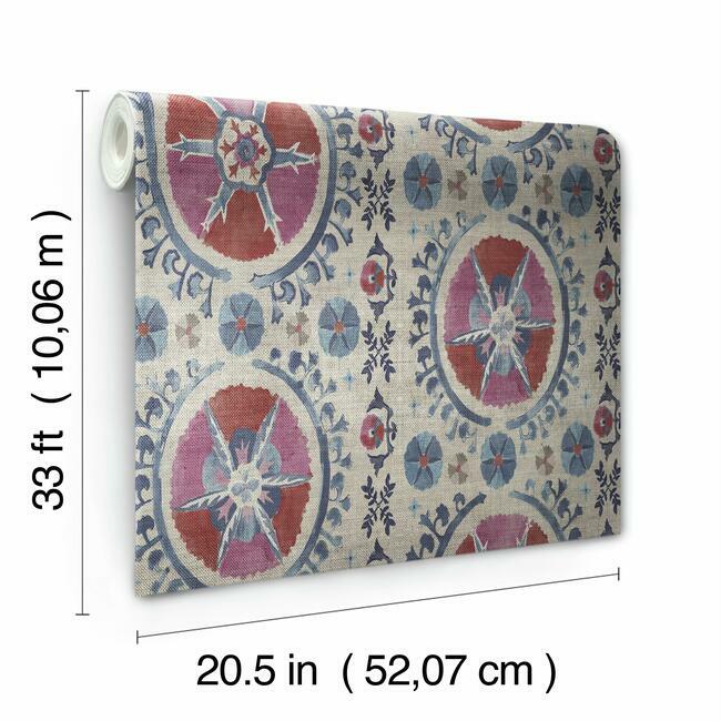 fleurus-wallpaper-redblue-york-wallcoverings-ch1430 - York Wallcoverings Wallpaper