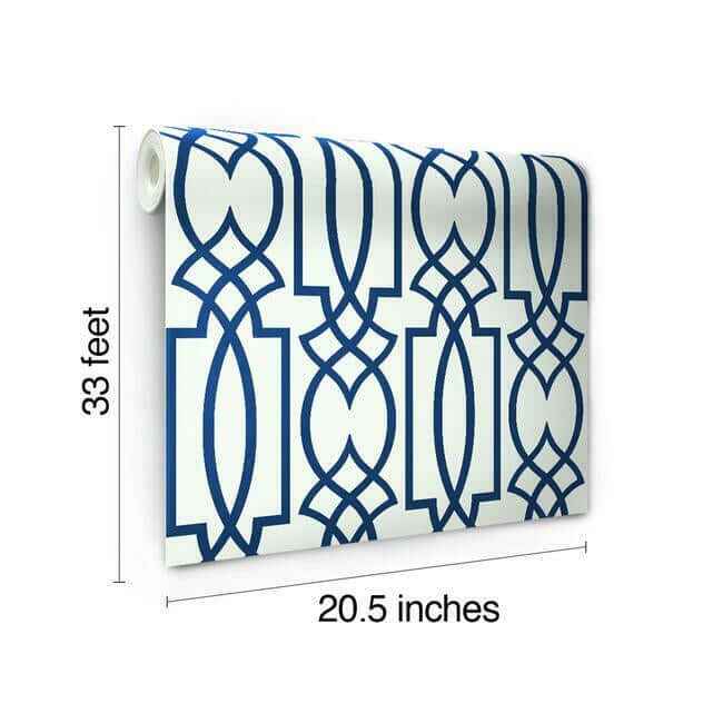Large Lattice Blue Wallpaper - York Wallcoverings - CM2383 - York Wallcoverings Wallpaper
