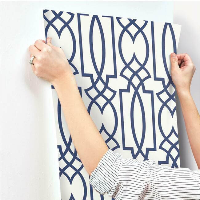 large-lattice-blue-wallpaper-york-wallcoverings-cm2383 - York Wallpaper Wallpaper