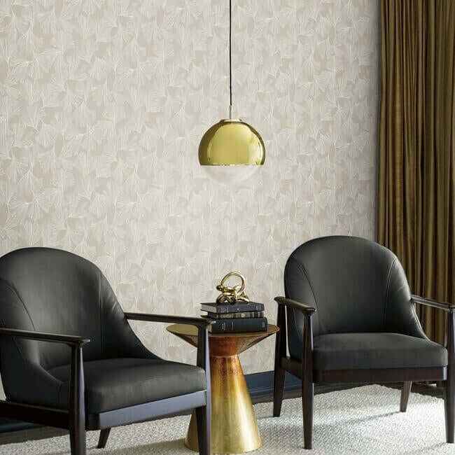 Ginkgo Toss Silver Wallpaper - York Wallcoverings - DD3746 - York Wallcoverings Wallpaper