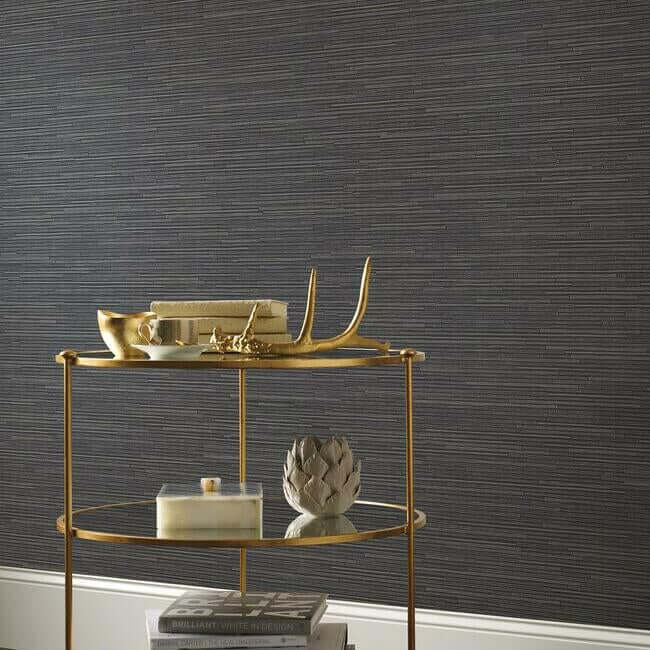 ribbon-bamboo-black-silver-metallic-wallpaper-york-wallcoverings-dd3835 - York Wallpaper Wallpaper