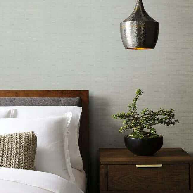 Ribbon Bamboo White & Silver Metallic Wallpaper - York Wallcoverings - DD3833