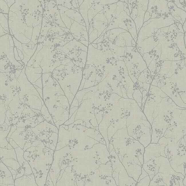 Luminous Branches Grey & Silver Wallpaper - York Wallcoverings - DD3814