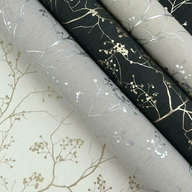 luminous-branches-taupe-silver-wallpaper-york-wallcoverings-dd3815 - York Wallpaper Wallpaper
