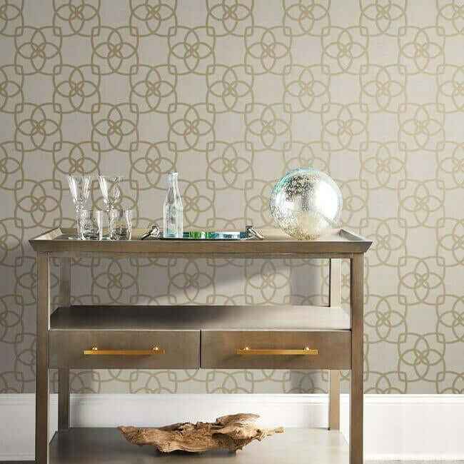 Serendipity Cream & Gold Metallic Wallpaper - York Wallcoverings - Y6200202 - York Wallcoverings Wallpaper